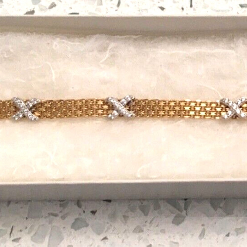 QVC Diamonique 8" Bismark Station Bracelet 18K Gold Plated Over Sterling - Picture 6 of 9